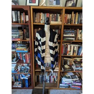 Gap striped black white and blue open cardigan sz m